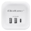 Qoltec Kostka zasilająca przedłużacz 6w1 z podświetlanym włącznikiem |  3x AC | 2x USB | 1x USB-C PD 20W | biała | kabel 2m